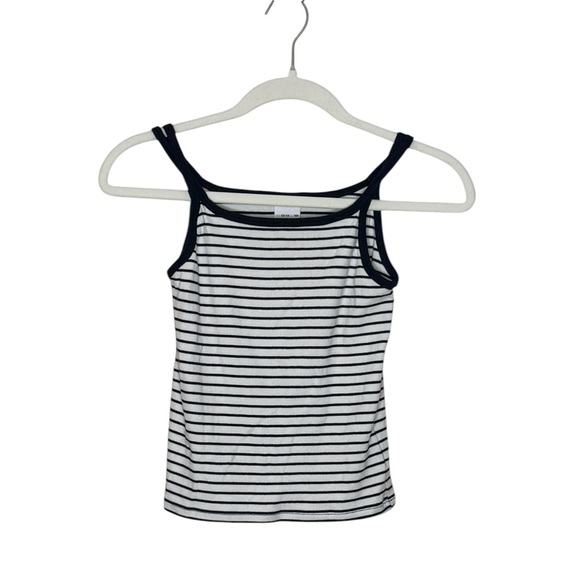 Zara Juniors Ribbed Knit Cotton Blend Black & White Striped Tank Top 13-14 - Picture 2 of 8